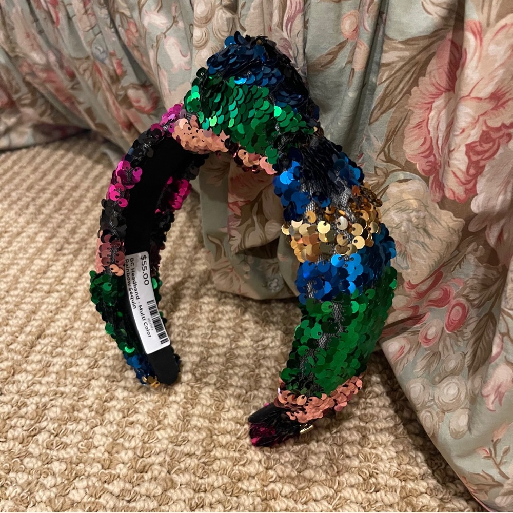 Brianna Cannon Multicolor Rainbow Sequin Knotted Headband NWT - Picture 5 of 6